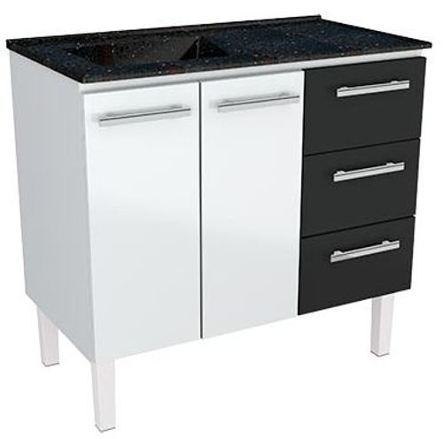 Gabinete De Aço Para Pia Venus Flat 1,20cm Branco Com Preto