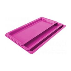 KIT BANDEJA PLASTICA COM 3 PCS TAM P M G ROSA - OGP