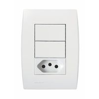 Conjunto 2 Interruptor Simples + 1 Tomada 2P+T 10A Br Ilus Iriel 5TA99068