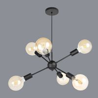Luminária Pendente Sputnik Preto 6 Luzes LLum