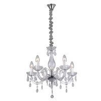 Lustre Clássico Cromo Transparente 5Luzes E14