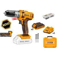 Furadeira e Parafusadeira de Impacto 3/8 Com 2 Bateria 20V 2.0AH Linha P20SCIDLI201452-9 INGCO