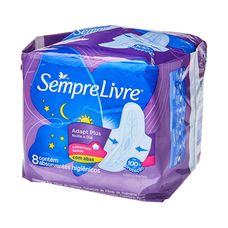 Absorvente Sempre Livre Adapt Plus Noite e Dia Cobertura Suave Com Abas Com 08 Unidades