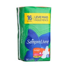 Absorvente Sempre Livre Adapt Cobertura Suave Com Abas Com 16 Unidades