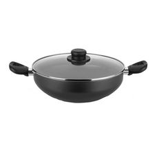 Frigideira Wok Gourmet Antiaderente de Alumínio com Alças e Tampa de Vidro - Multiflon