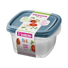 Conjunto 2 Potes de Plástico Quadrado 800ml Sortido - Sanremo