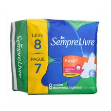 Absorvente Sempre Livre Adapt com Abas Leve 8 Pague 7 Cobertura Suave