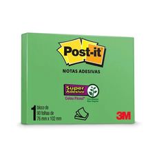 Bloco de Notas Adesivas Post-it Reciclado 3M 76x102mm Verde 90 Folhas
