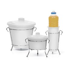Kit Para Pia de Cozinha com Suporte Detergente Sabão e Lixeira - Niquelart