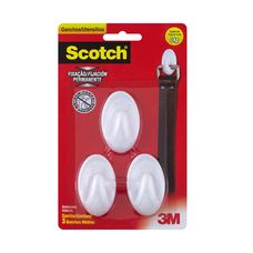 Gancho Adesivo Scotch 3M Médio Permanente Branco – Kit com 3 Unidades