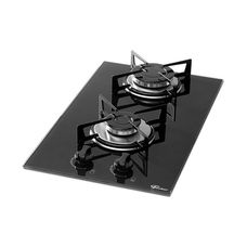 FOGAO COOKTOP 2Q GAS MESA VIDRO PRETO
