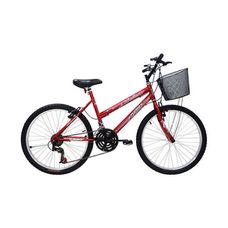 Bicicleta Aro 26 Cairu Bike Bella 21 Marchas Freio V-Brake com Cestinha Vermelho