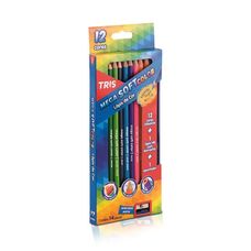 LÁPIS DE COR TRIS MEGA SOFT 12 CORES+1 LÁPIS+1 APONTADOR