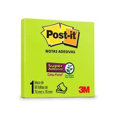 Bloco Adesivo Post-it 654 3M 76x76mm Verde Neon 90 Folhas