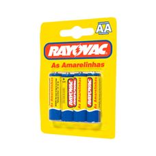 Pilha Rayovac Amarelinha Zinco AA Cartela com 4 Unidades Pilha Rayovac Amarelinha Zinco AA Cartela com 4 Unidades