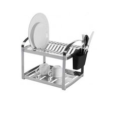 Escorredor 16 Pratos Inox Com Porta Talheres em Polipropileno - Mak-Inox