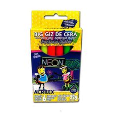 Giz Cera Big Neon Glitter C/6 Cores