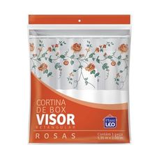 Cortina Box Banheiro 1,35mx2,00m com Visor Rosa Plast Leo