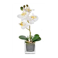 Arranjo de Orquídea de Cetim Branco - Grillo