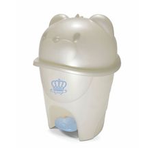 Lixeira com Pedal Fofura Majestic 6,5 Litros Branco Perolado Azul - Adoleta Bebê