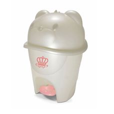 Lixeira com Pedal Fofura Majestic 6,5 Litros Branco Perolado Rosa - Adoleta Bebê