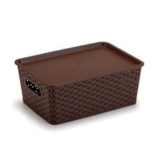 Cesto Organizador Rattan Médio 4,5 Litros Café - Plasnorthon