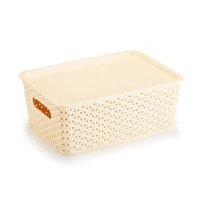 Cesto Organizador Rattan Médio 4,5 Litros Creme - Plasnorthon