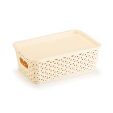 Cesto Organizador Rattan Pequeno 2 Litros Creme - Plasnorthon