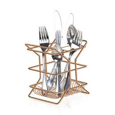 Porta Talheres C/div.cook Rose Gold