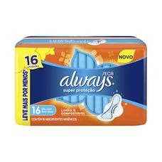 Absorvente Always Super Proteção Cobertura Seca com Abas 16 unidades