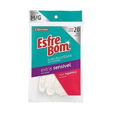 Luvas Descartaveis Extra Sensível, Tamanho M. Linha Esfrebom, Esfrebom, Branco, Médio