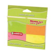 BLOCO C/ADESIVO MEMO NOTE 3,8X5,1 CORES SUAVES