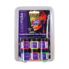 Kit de Tinta Facial Líquida Colormake Neon - 6 Cores