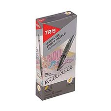 Caneta Gel Tris Effect Metalic Prata