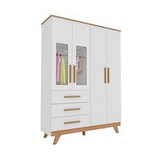 Armario Retro 4 Pts Branco/carvalho