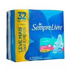 Absorvente Sempre Livre Adapt Plus Com Abas 32 Unidades Leve+ Pague-