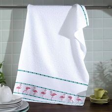 Pano de Copa para Bordar 45x70cm Jacquard Vigo Flamingos - Dohler
