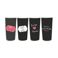 Copo Plástico Long Drink Label Sortido Linha Mãe - Koisas de Kozinha