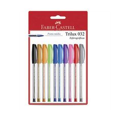 Caneta Esferográfica Faber Castel Trilux 1.0mm C/10 cores