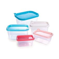 Conjunto Com 5 Potes Plásticos Conect Retangular - Plasútil