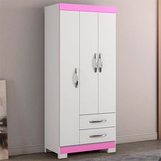 Guarda Roupa 3 Portas 2 Gavetas NT 5000 Branco/Rosa - Notável Móveis