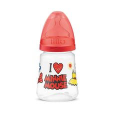 Mamadeira Transparente Bico de Silicone Disney Minnie Vermelha 180ml - Lillo