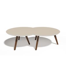 Conjunto de Mesa de Centro Classic Redonda Off White - Imcal