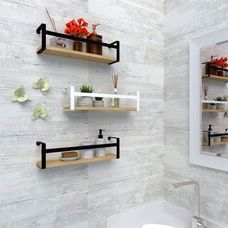 Prateleira Box Estilo Madeirado Branco 45cm - Dicarlo