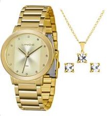 Kit Relógio Lince Feminino Dourado LRGH099L KW46C1KX