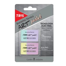Borracha Tris Art Pastel com 2 Unidades