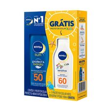 Kit Protetor Solar Corporal Nivea Protect & Hidrata FPS50 200ml + Sensitive Kids FPS60 100ml