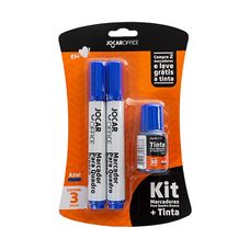 Kit Marcador Para Quadro Branco Recarregavel+Tinta Azul - Jocar Office