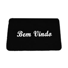 TAPETE DAMASCO SILK 40X60CM BEM VINDO PRETO - PIENZATEX