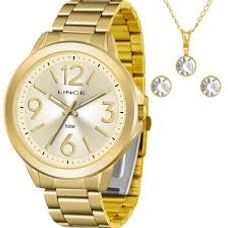 Kit Relógio Lince Feminino Dourado LRGH089L KV50C2KX